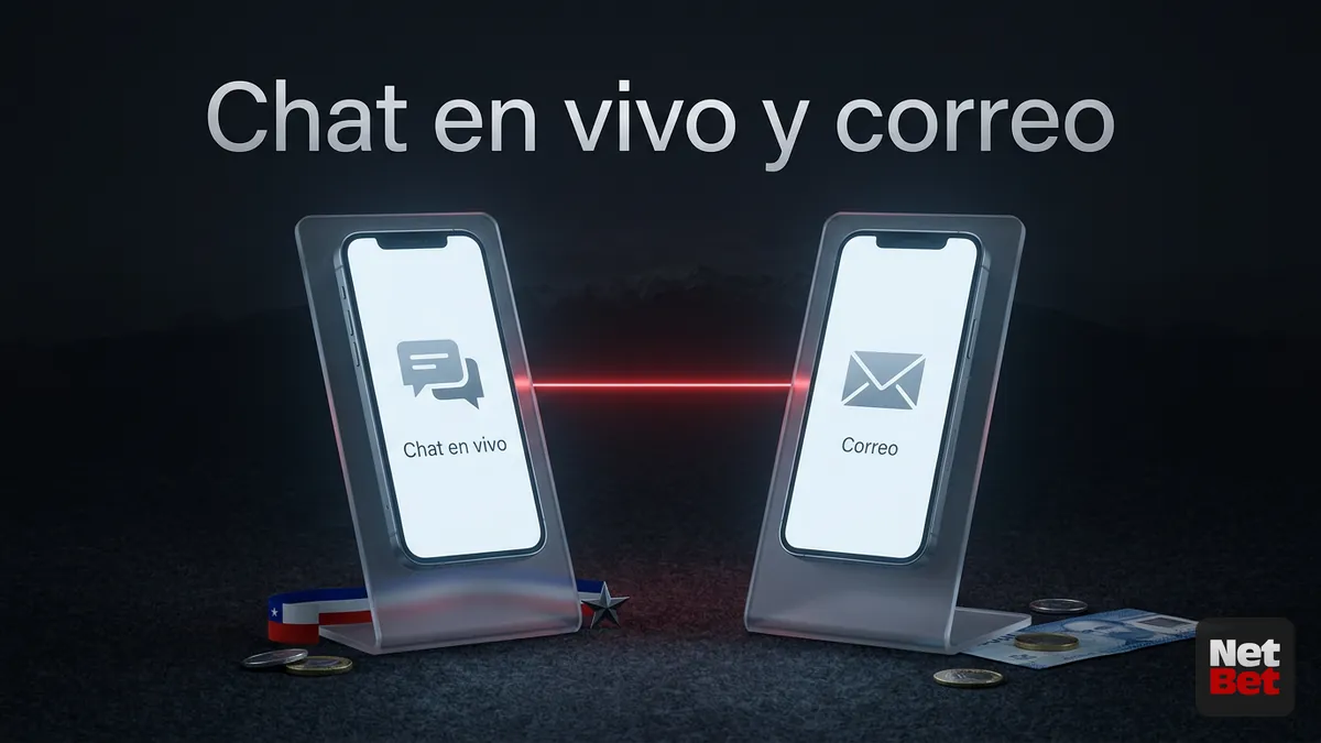 Comparación de los canales de soporte de NetBet: chat en vivo y correo electrónico en pantallas de celular