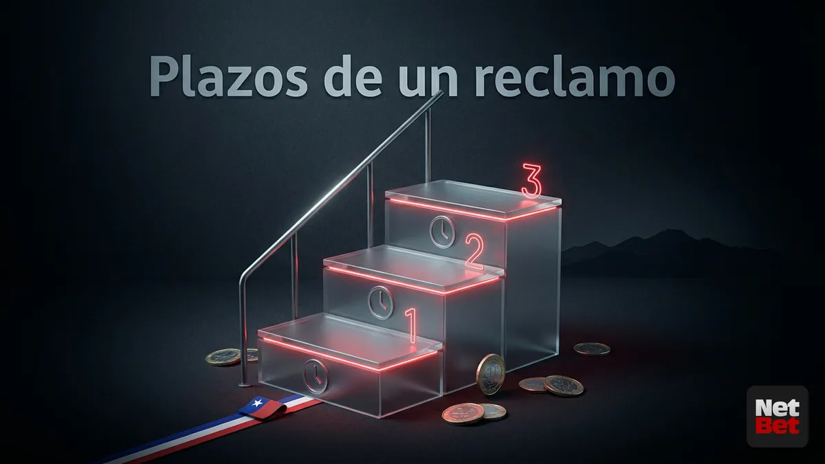 Escalera de tres pasos con relojes que representa los plazos de un reclamo ante NetBet