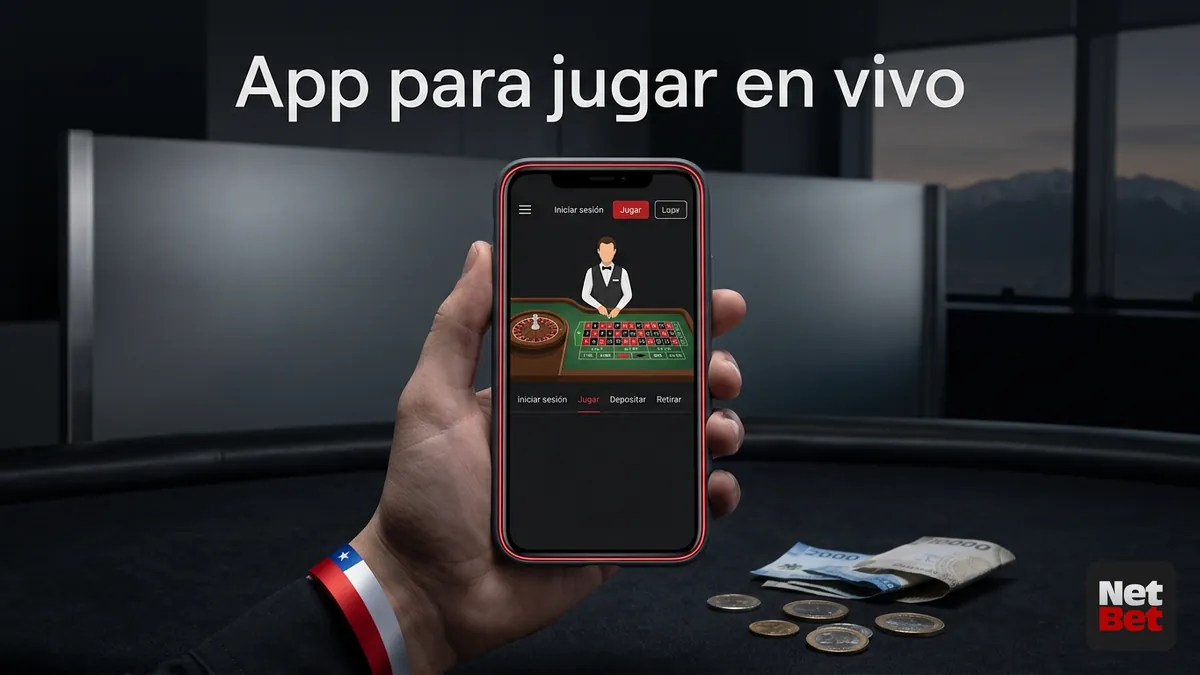Celular con app de casino en vivo de NetBet Chile y pantalla en español
