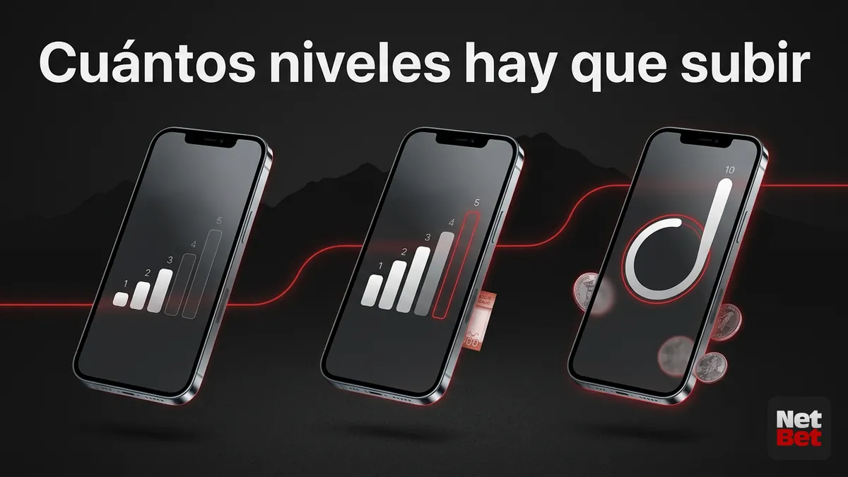 Tres pantallas de teléfono mostrando el avance de nivel en el Club de Jugadores de NetBet Chile