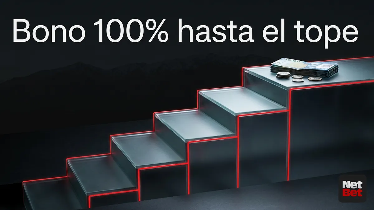 Escalera de cristal que representa el bono de bienvenida de NetBet Chile hasta su tope en pesos chilenos
