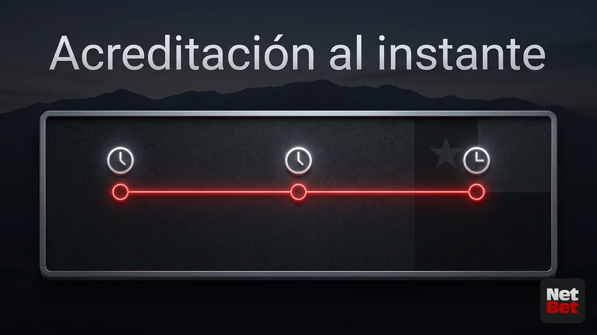 Línea de tiempo que compara la acreditación instantánea de los depósitos en NetBet Chile frente a la transferencia bancaria