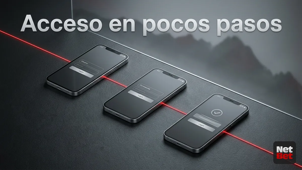 Secuencia de pantallas que muestran los pasos para iniciar sesión en NetBet