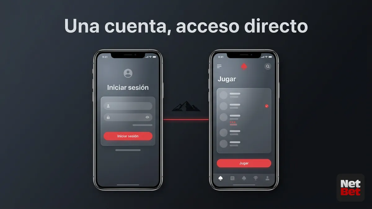 Dos pantallas mostrando el acceso a poker desde una cuenta unica de NetBet